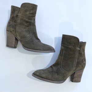 Aquatalia Olive Green Suede Booties Size 8